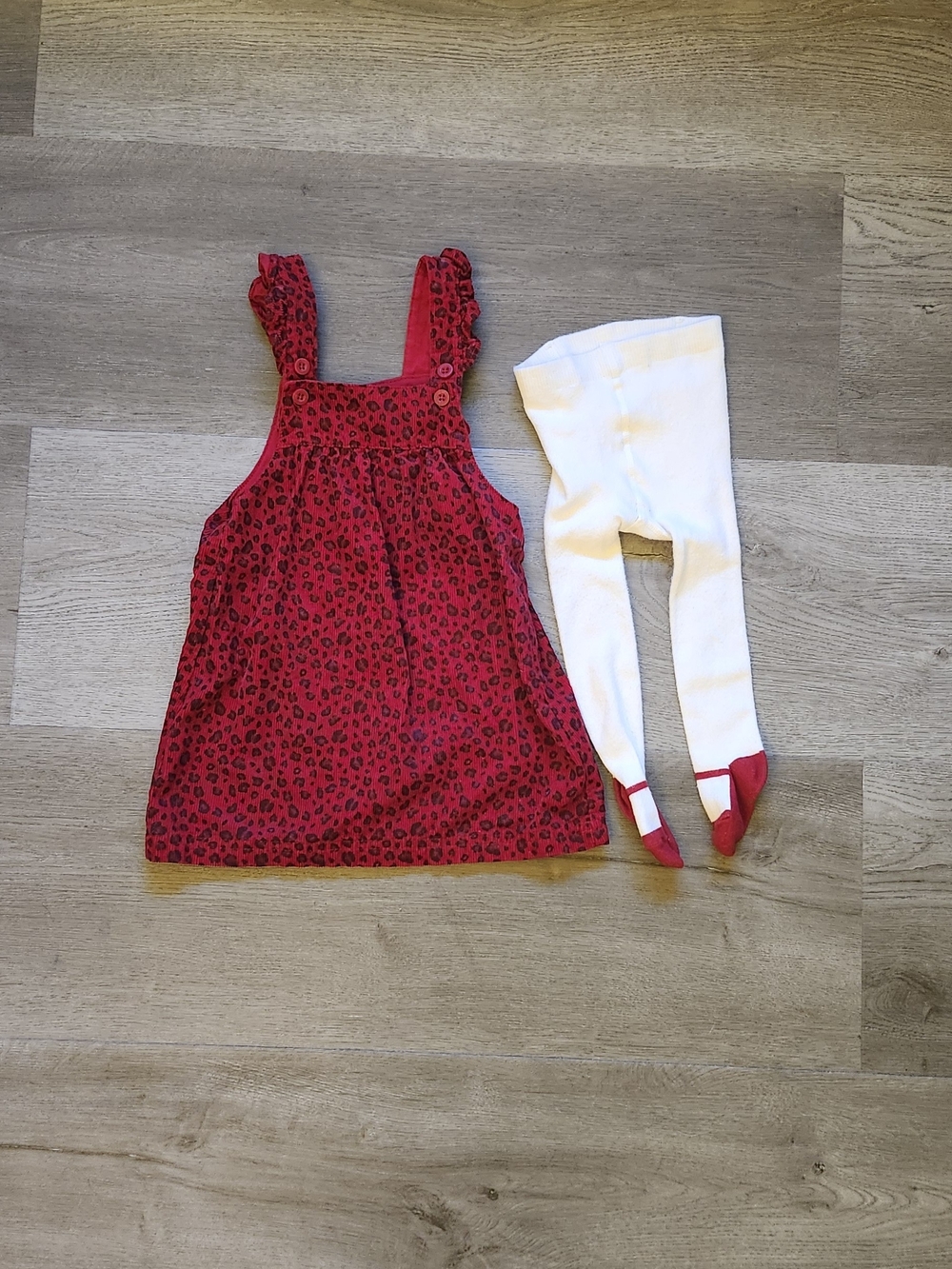 Carter's Red Leopard Print Dress with White Tights